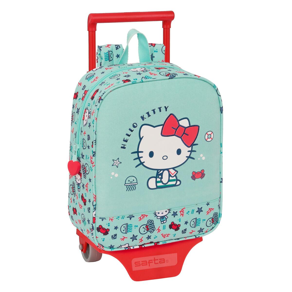 Hello Kitty Sea Lovers skolerygsæk med hjul - turkisblå 22 × 27 × 10 cm