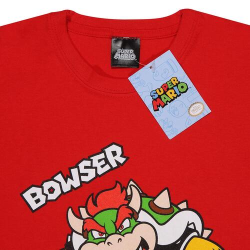 Børne Kortærmet T-shirt Super Mario Bowser Text Rød 12-13 år