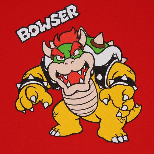 Børne Kortærmet T-shirt Super Mario Bowser Text Rød 5-6 år