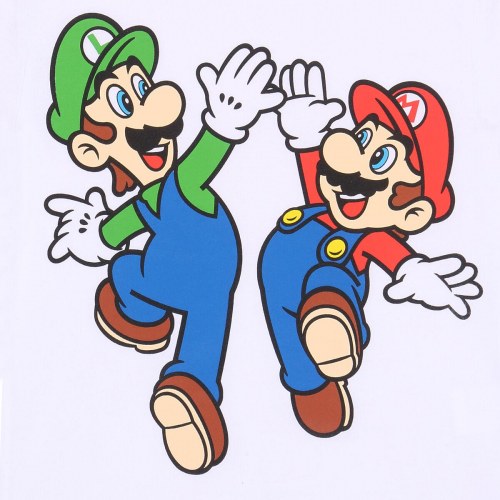 Super Mario børne T-shirt - Mario & Luigi, hvid (3-4 år)