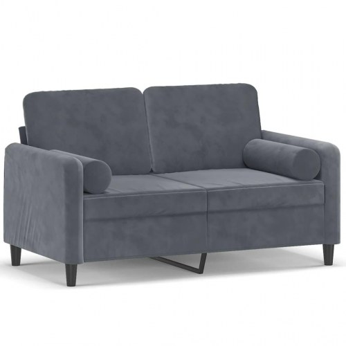 2-personers sofa i velour med pyntepuder - mørkegrå, 120 cm sædebredde