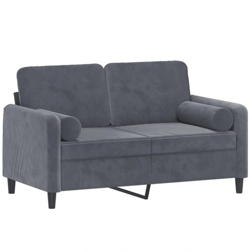 2-personers sofa i velour med pyntepuder - mørkegrå, 120 cm sædebredde