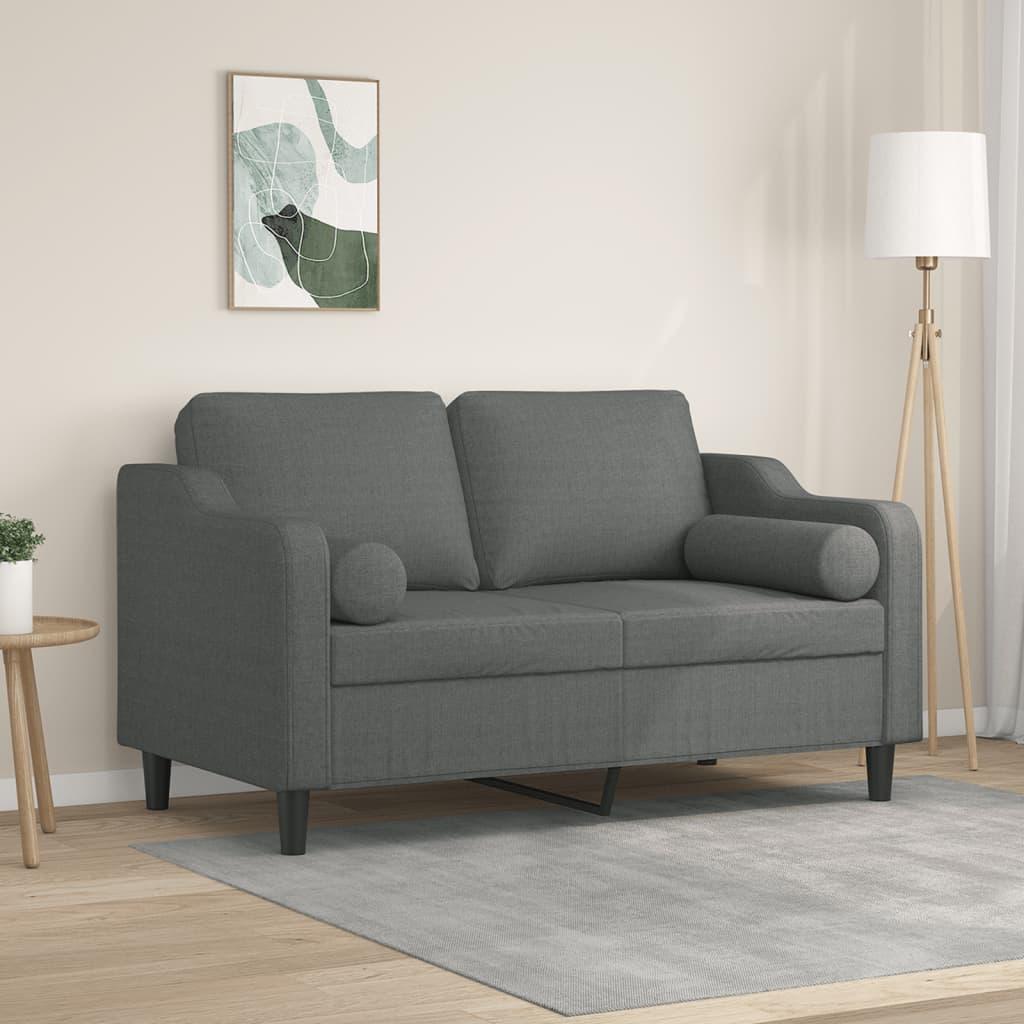 2-Personers Sofa Med Pyntepuder Stof - 120 cm / Mørkegrå
