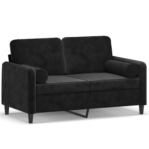 2-personers sofa i velour med pyntepuder - sort, sædebredde 120 cm