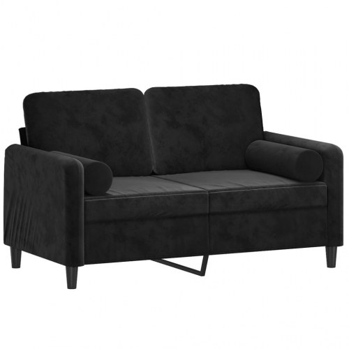 2-personers sofa i velour med pyntepuder - sort, sædebredde 120 cm