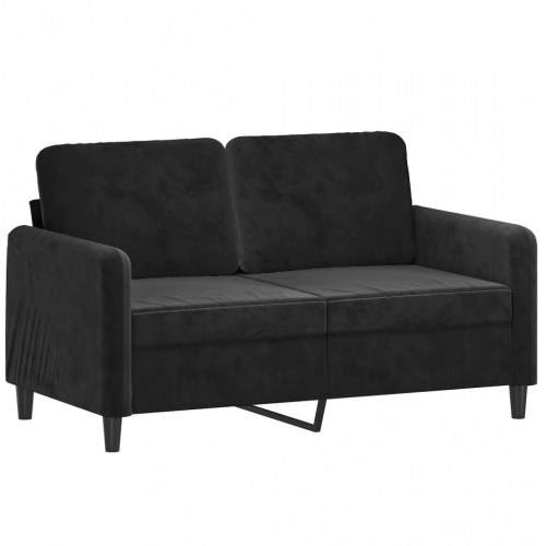 2-personers sofa i velour med pyntepuder - sort, sædebredde 120 cm