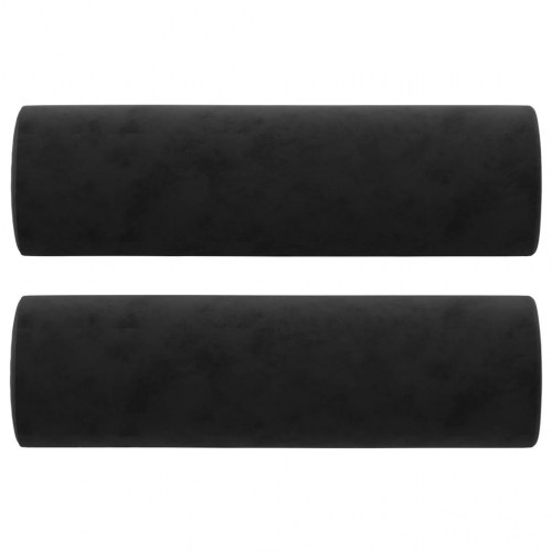 2-personers sofa i velour med pyntepuder - sort, sædebredde 120 cm