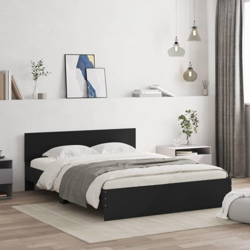 Sengeramme med sengegavl 150 x 200 cm - sort