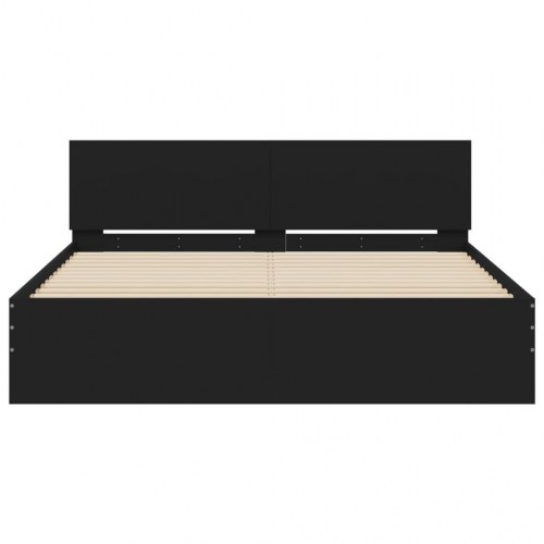 Sengeramme med sengegavl 150 x 200 cm - sort
