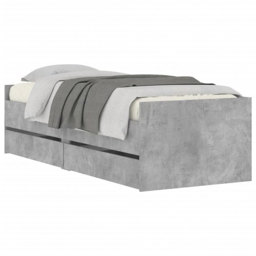 Sengeramme med 2 skuffer 90 x 200 cm - betongrå