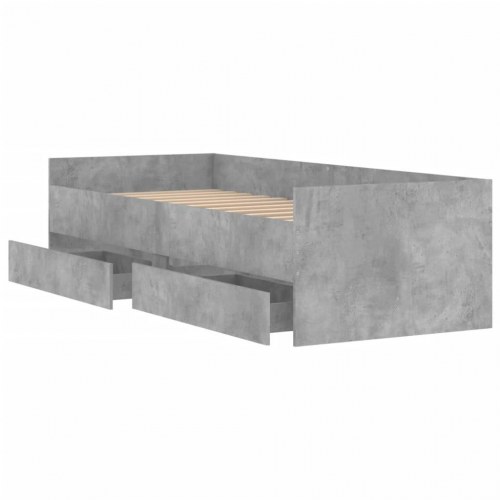 Sengeramme med 2 skuffer 90 x 200 cm - betongrå