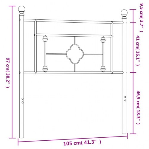 Sengegavl 100 cm i metal - sort, klassisk design