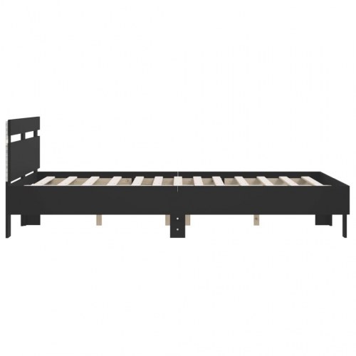Sengeramme med gavl og RGB LED-lys 140x200 cm - sort