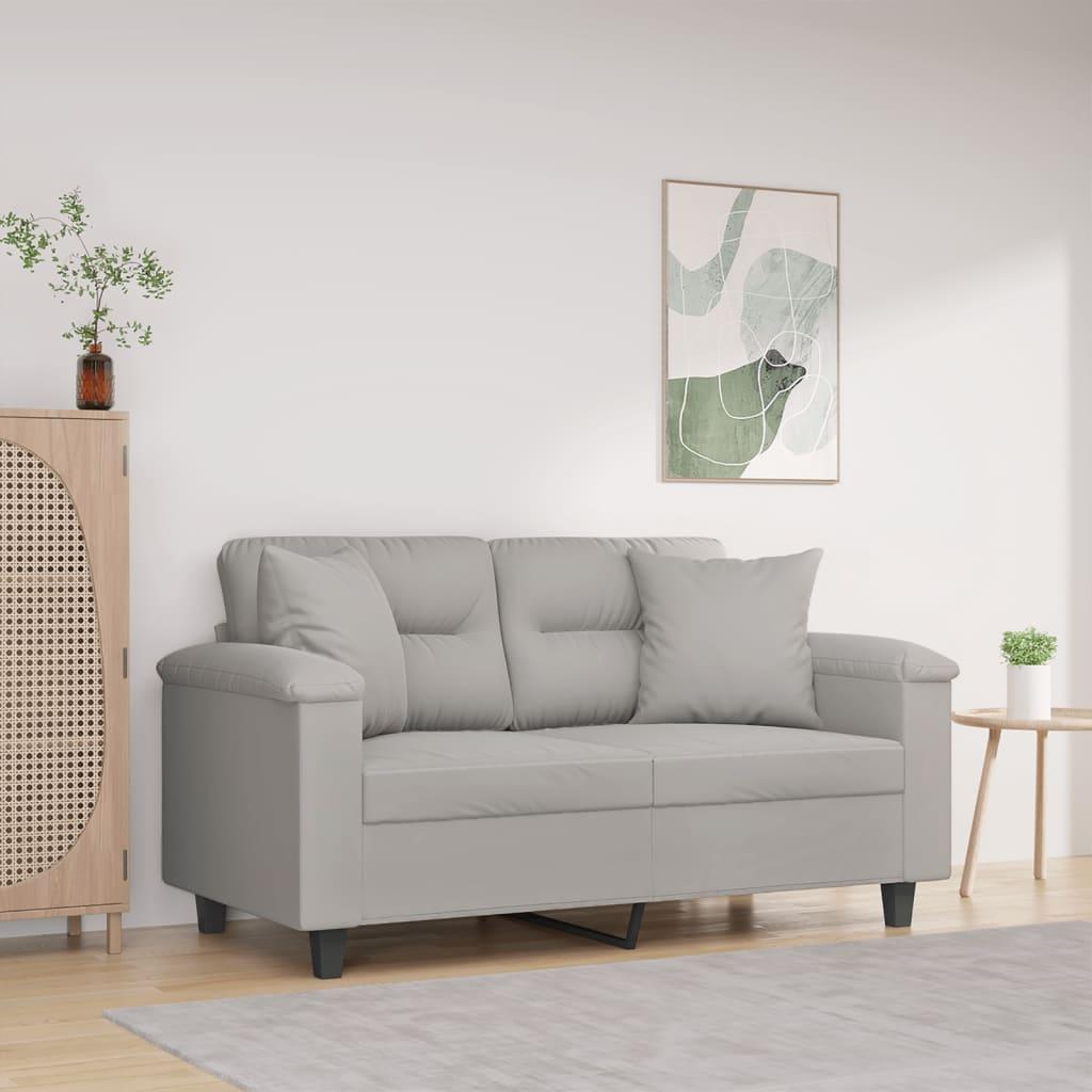 2-Personers Sofa Med Puder Mikrofiberstof - 120 cm / Lysegrå