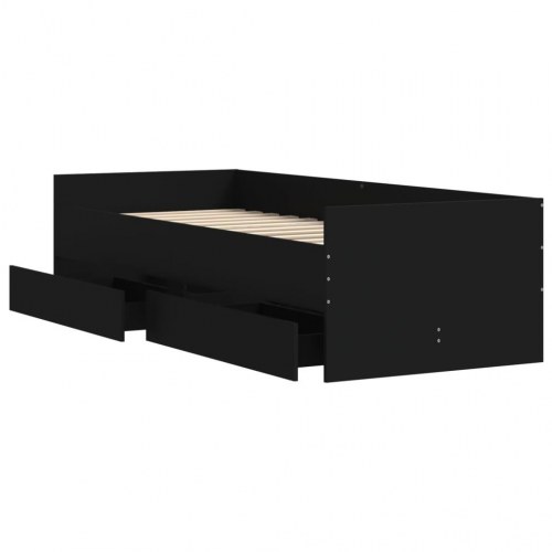 Sengeramme med skuffer 100×200 cm - sort