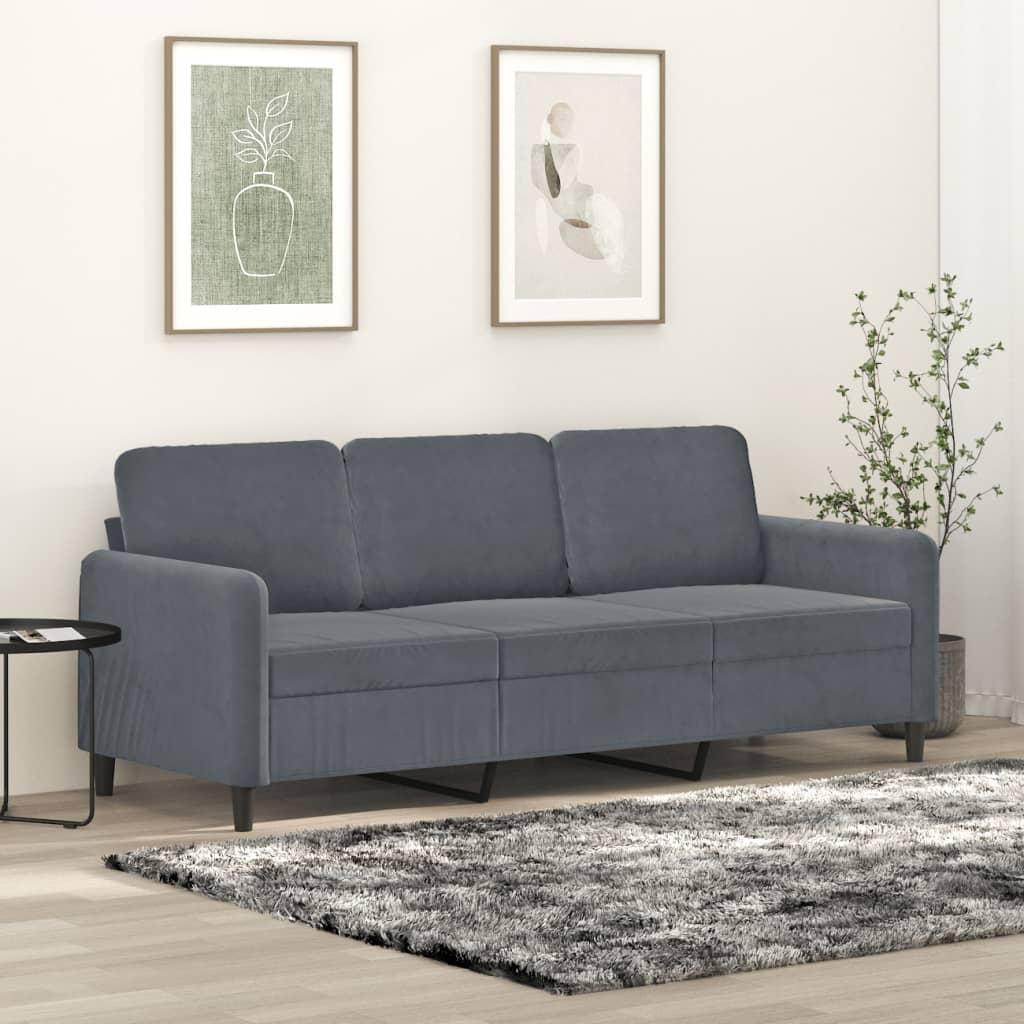 3-personers sofa 180 cm fløjl mørkegrå billede