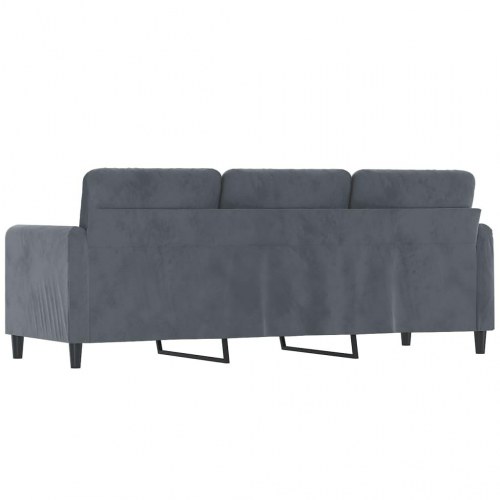 3-personers sofa i fløjl - mørkegrå