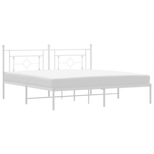 Sengeramme med sengegavl 180x200 cm metal hvid