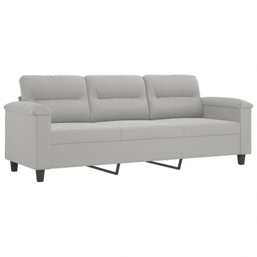 3-personers sofa med puder - mikrofiberstof, lysegrå, 210 cm