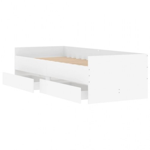 Sengeramme med 2 skuffer 100 x 200 cm - hvid