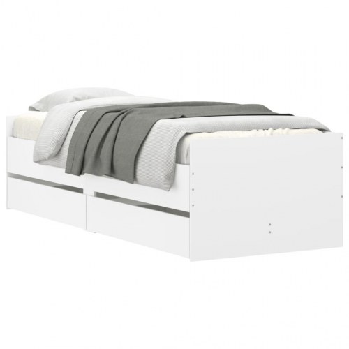 Sengeramme med skuffer 90×200 cm - hvid opbevaringsseng