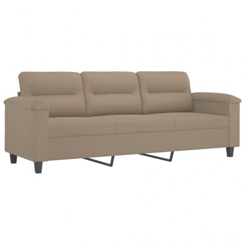 3-personers sofa med puder - 210 cm mikrofiber, gråbrun