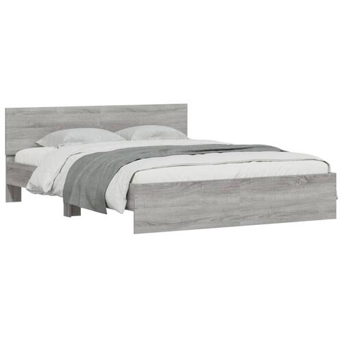 Sengeramme med sengegavl 150x200 cm grå sonoma-eg