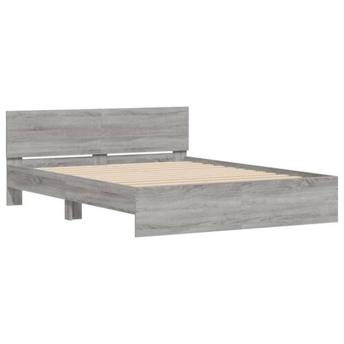 Sengeramme med sengegavl 150x200 cm grå sonoma-eg