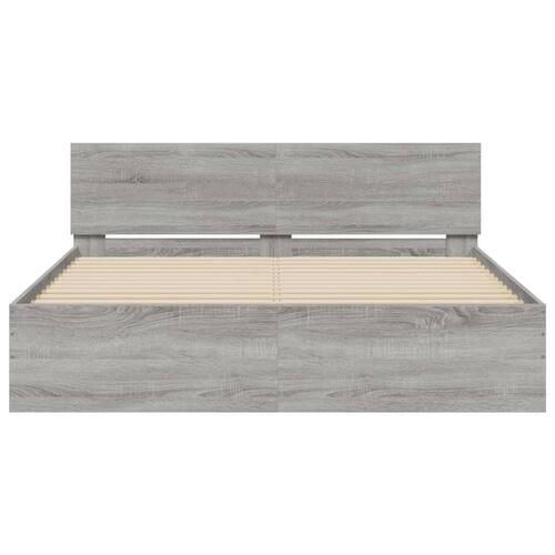Sengeramme med sengegavl 150x200 cm grå sonoma-eg