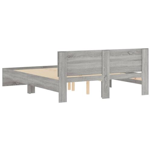 Sengeramme med sengegavl 150x200 cm grå sonoma-eg