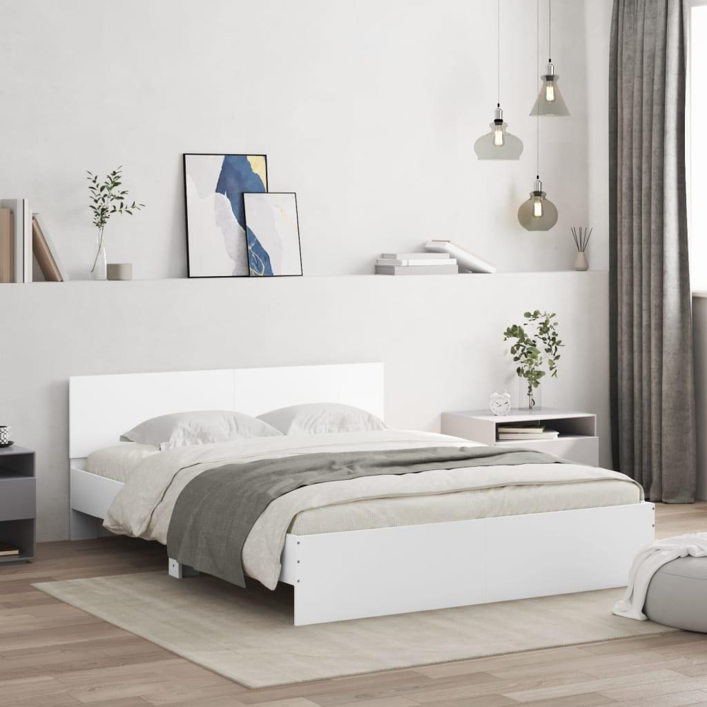 Sengeramme med sengegavl 140x200 cm hvid