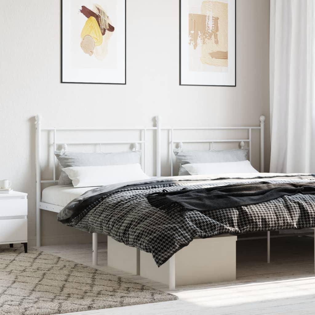 Sengegavl i metal 200 cm - hvid, klassisk design