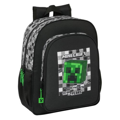 Skoletaske Minecraft Sort Grå 32 X 38 X 12 cm