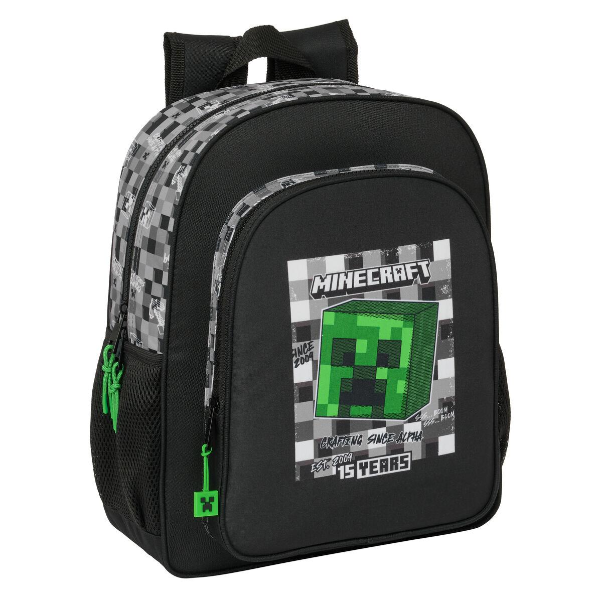 Skoletaske Minecraft Sort Grå 32 X 38 X 12 cm