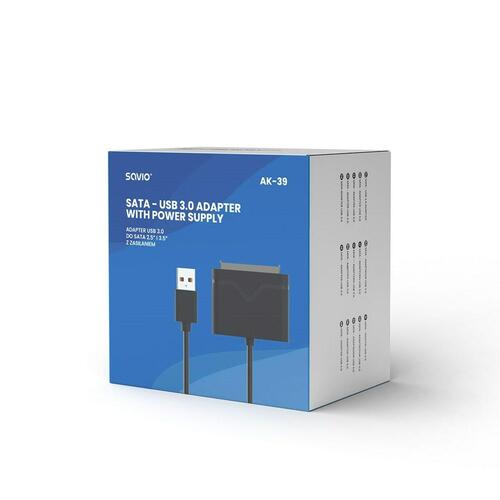 USB-kabel SATA III Savio AK-39 Sort 50 cm