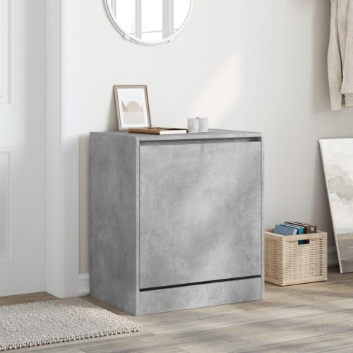 Skoreol med 3 vippeskuffer - betongrå, 60 x 42 x 69 cm