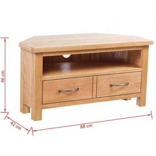 Tv-bord med skuffe 88×42×46 cm i massivt egetræ - brun