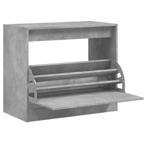 Skoreol med 3 vippeskuffer - betongrå, 80 x 42 x 69 cm