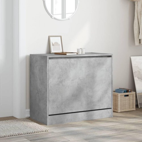 Skoreol med 3 vippeskuffer - betongrå, 80 x 42 x 69 cm