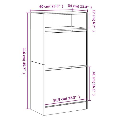 Skoreol 60x34x116 cm konstrueret træ sonoma-eg
