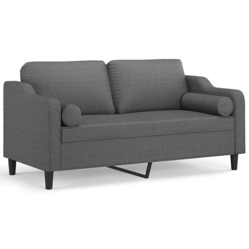 2-personers sofa med pyntepuder 140 cm - stof, mørkegrå