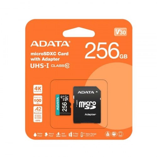 MicroSD-kort Adata 256 GB UHS-I U3 V30 A2 med SD-adapter
