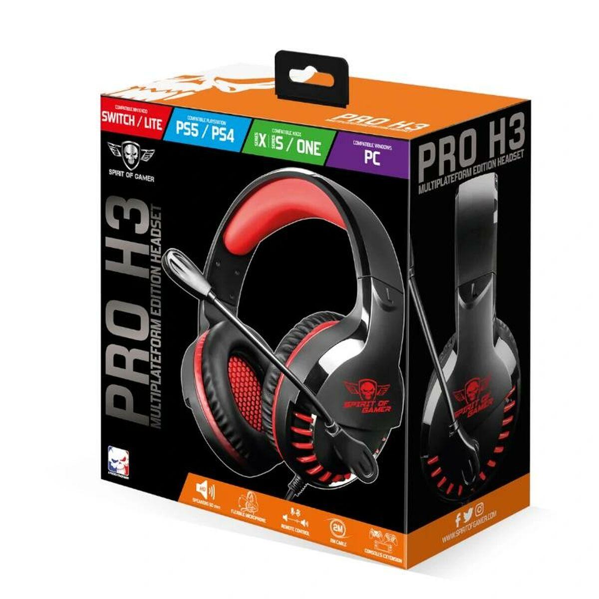 Hovedtelefoner Med Mikrofon Spirit Of Gamer Pro H3 Orange Sort/orange