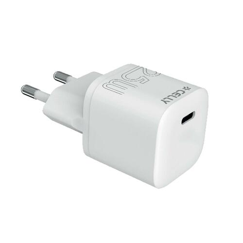 Vægoplader Celly UCTC1USBC25WWH 25 W Hvid