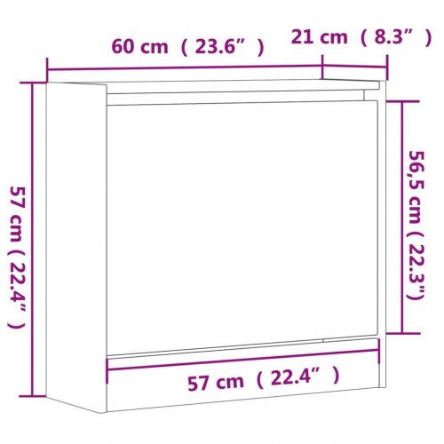 Skoreol 60x21x57 cm konstrueret træ røget egetræsfarvet