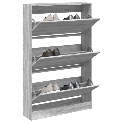 Skoskab med 3 vippeskuffer 80 x 21 x 125,5 cm - grå sonoma-eg