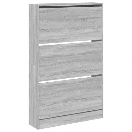Skoskab med 3 vippeskuffer 80 x 21 x 125,5 cm - grå sonoma-eg