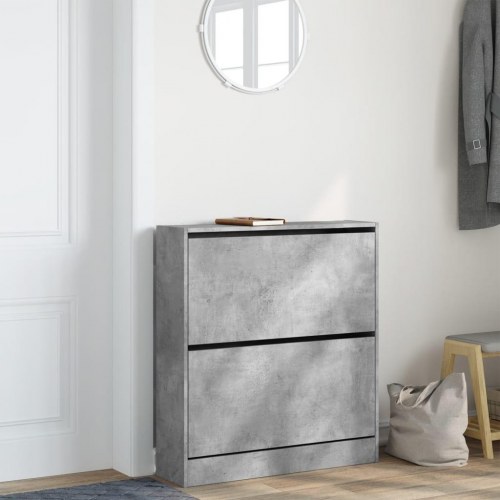 Skoreol med 2 vippeskuffer - betongrå 80 x 21 x 87,5 cm