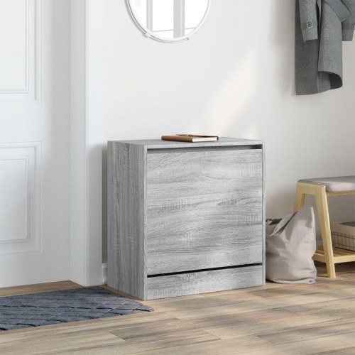 Skoreol med vippeskuffe 60 x 34 x 63,5 cm - grå sonoma-eg