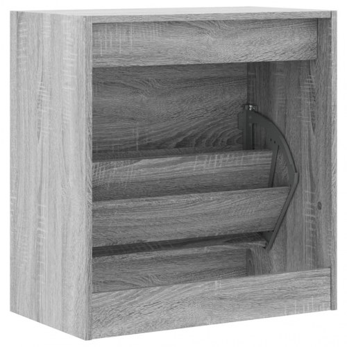 Skoreol med vippeskuffe 60 x 34 x 63,5 cm - grå sonoma-eg